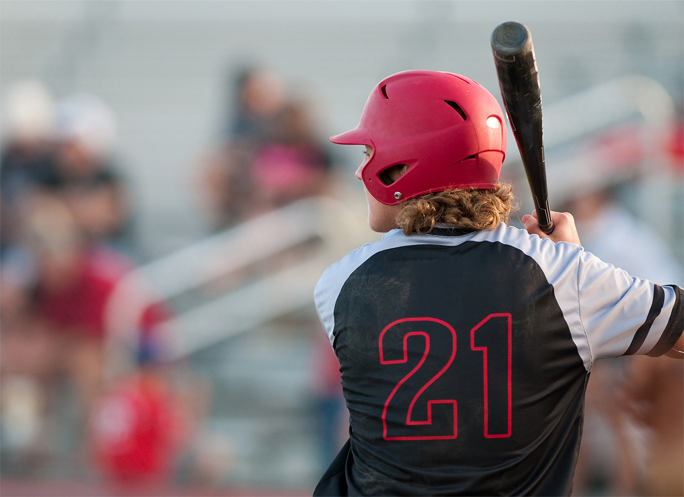 High school baseball player up to bat